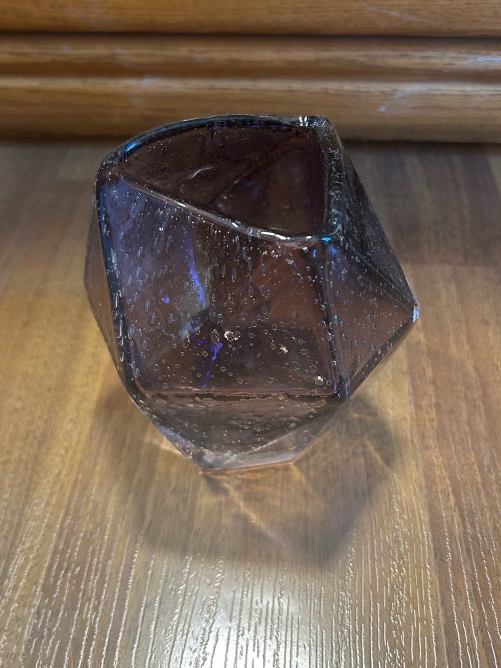 Geometric Bubble Glass Vase in Smoky Purple